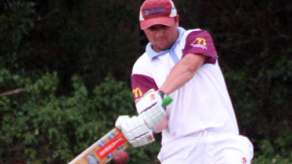 HARD HITTING: North Nowra-Cambewarra skipper Graham Davidson’s knock of 41 helped his side to their first win of the season against Batemans Bay. 	Photo: CATHY RUSSELL 