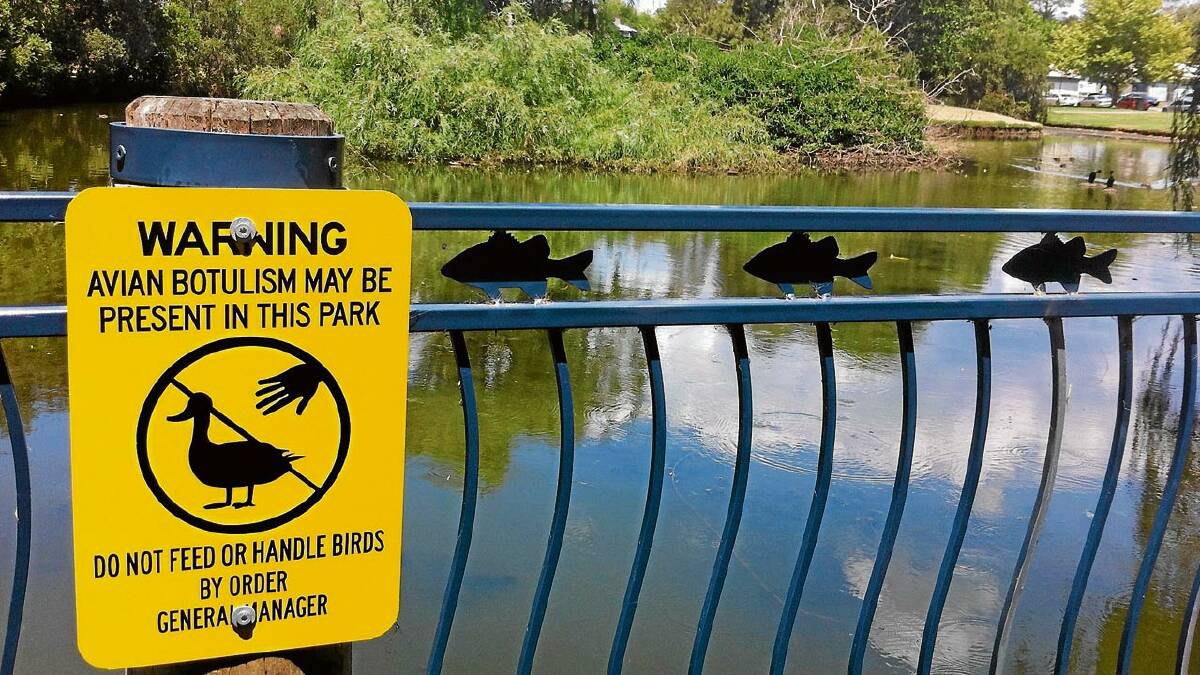 WARNING: Signs warn people not to touch wildlife.