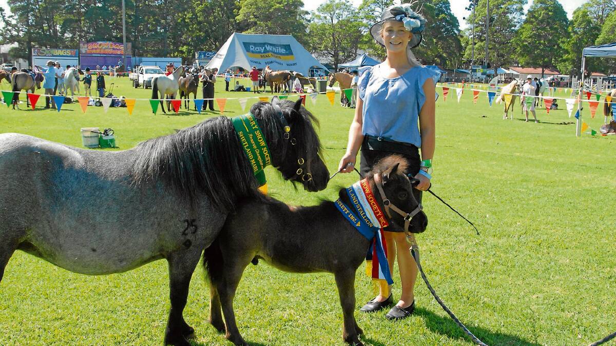 LITTLE CHAMP: Shambala Park’s Thorpville Geena and Shambala Park Gamble outdo their leading lady, Emily Warden from Bomaderry at the Berry Show on Friday morning.