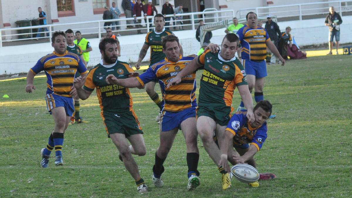 NAIL IN THE COFFIN: Isaac Mumberton about to score for the Jets to wrap up a 42-30 victory against the Albion Park-Oak Flats Eagles. 	Photo: PATRICK FAHY   