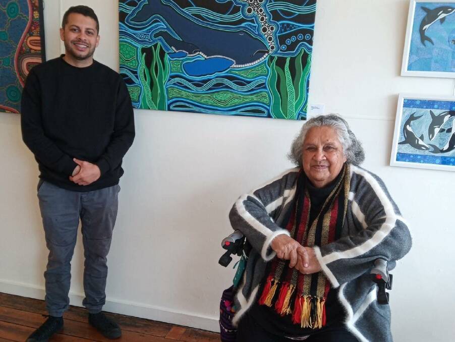 Marcus Mundy and Aunty Colleen Dixon at the Spiral Gallery for the South Coast Aboriginal Exhibition in May 2022. Photo supplied.