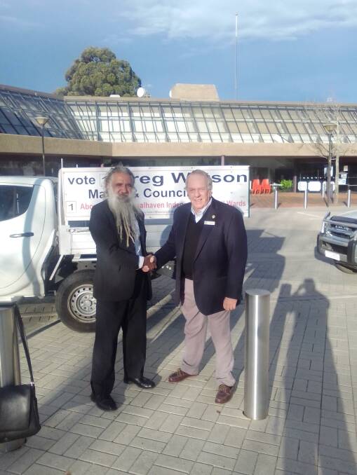 COUNCIL CANDIDATE: Shoalhaven Jerrinja people spokesperson Graham Connelly Jnr with Councillor Greg Watson.