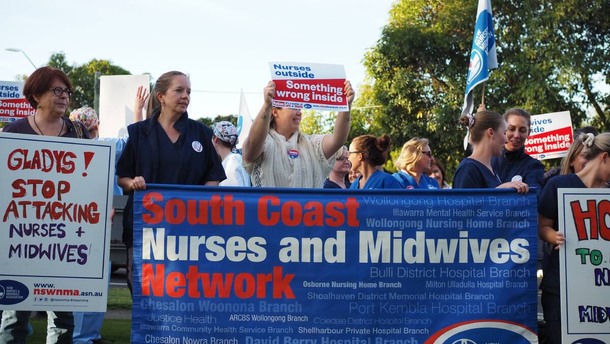 Shoalhaven NSW Nurses and Midwives association stage walkout