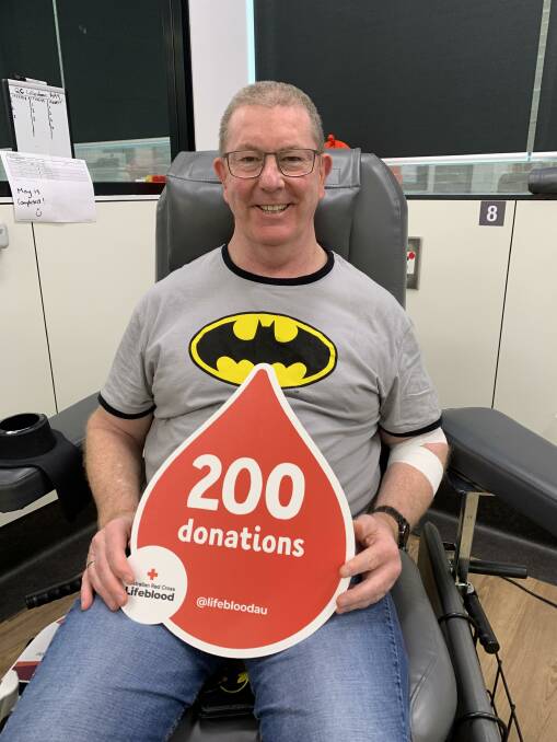 200 donations: Graham Lancaster has donated blood, sweat and tears, literally, to causes throughout the Illawarra. Picture: Supplied