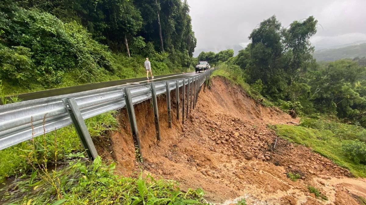 LANDSLIPS: Moss Vale Road between Main Road and Myra Vale Road is closed, with the earth beneath a section of road washing away at Barrengarry. File image.