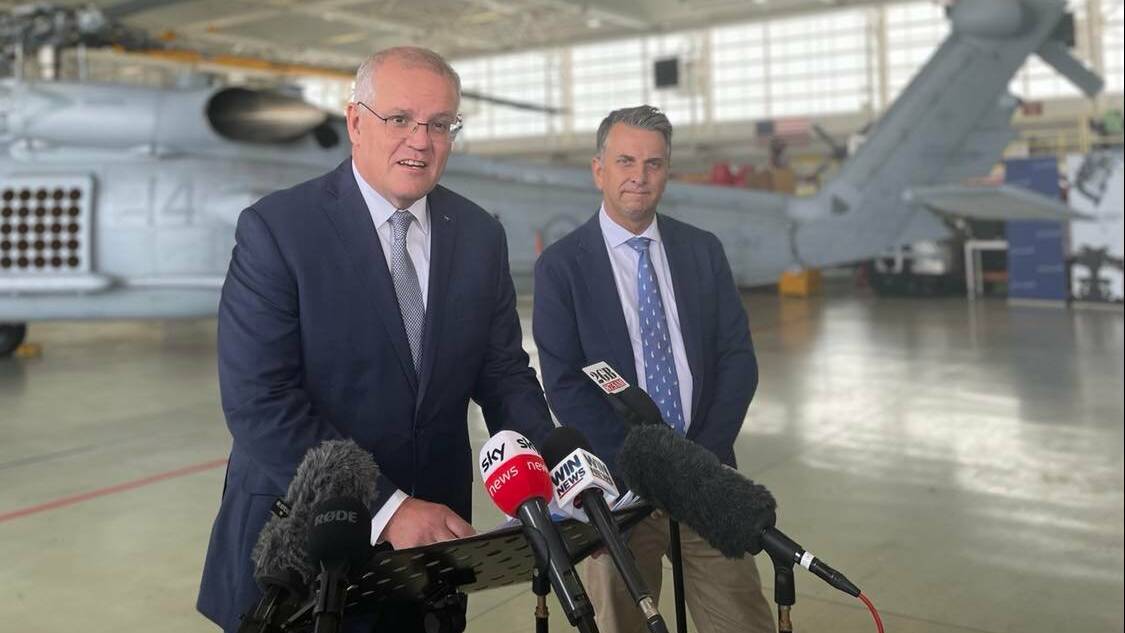 Prime Minister Scott Morrison made the announcement alongside Liberal Gilmore candidate Andrew Constance. Picture: Grace Crivellaro.