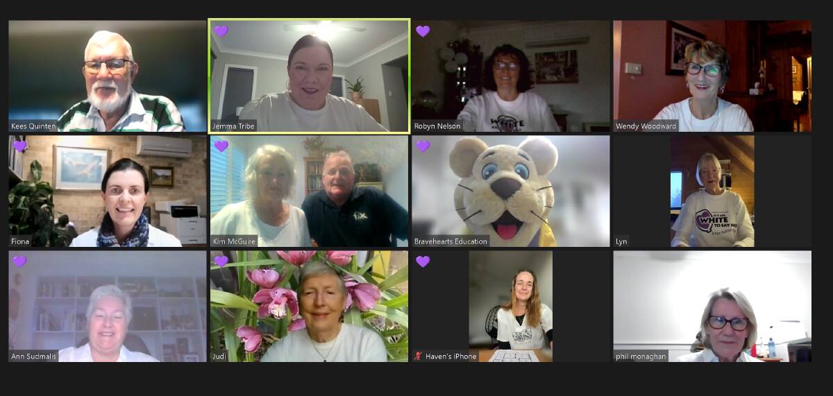 PLANS PAUSED: The South Coast Bravehearts' team held a zoom chat with Ditto the Lion to discuss exciting plans for a Shoalhaven based education team in 2022. Image: supplied.