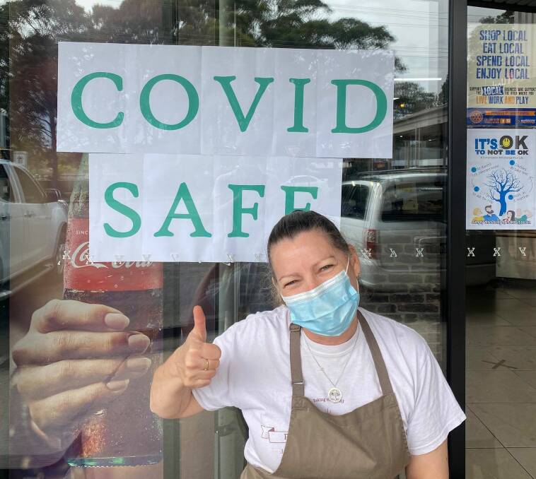 'COVID SAFE': Owner of Plough and Harrow Bakery in Sanctuary Point Sonia Wykniet said it was a slow morning of trade after the bakery was listed as an exposure site last week. All staff have tested negative and the store has been deep cleaned. Image: supplied.