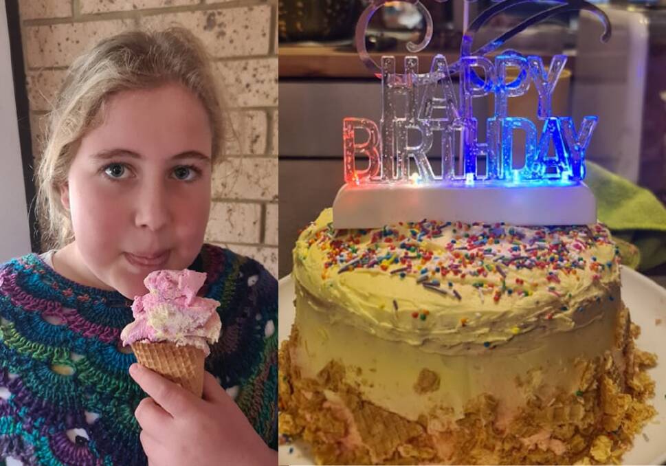 BIRTHDAY MAGIC: Spending her birthday in lockdown, 11-year-old Claire Merivale from Culburra received birthday "shout outs" and gifts from strangers. Images: supplied.