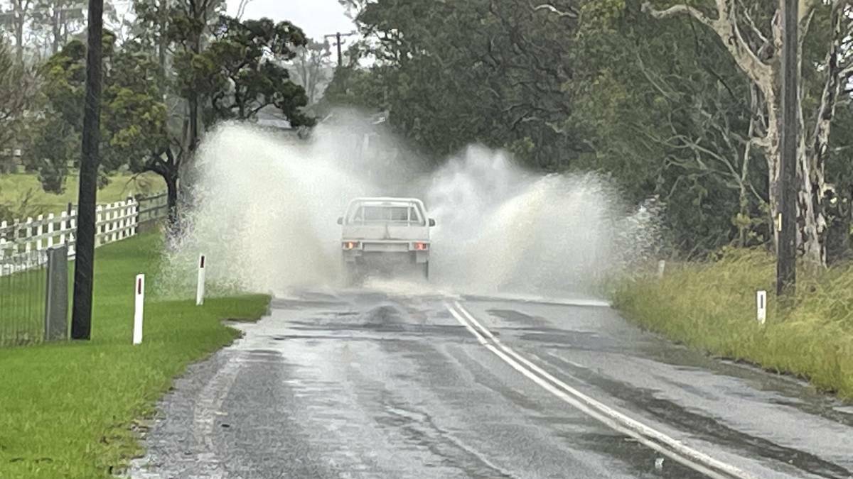 Water over roads at Worrigee on Wednesday. Image: Robert Crawford.