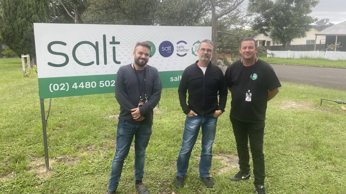 CEO of Salt Ministries Peter Dover (middle) and Salt Safe Shelter support workers Matt Paquet (left) and Brenden Gammage (right). Image: Grace Crivellaro.