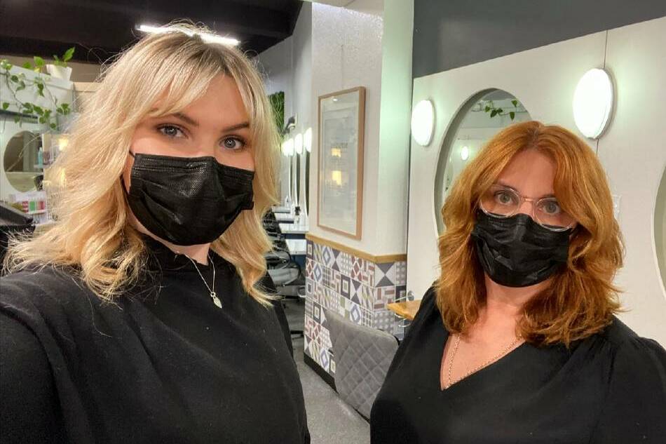 PERFECT STORM: Scruples Hair and Beauty owner, Sandra Bayer (right), said four of her staff are off work due to isolation requirements, with wait times on test results adding to the difficulty. Image: Grace Crivellaro.