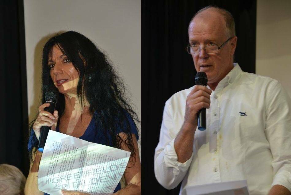 Cr Nina Digiglio and GP Tim Bailey strongly advocated for a greenfield site at a public meeting in March, 2021. Images: Robert Crawford.
