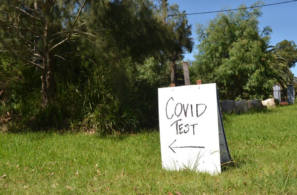 COVID test sign at the North Nowra testing clinic. Image: Grace Crivellaro.