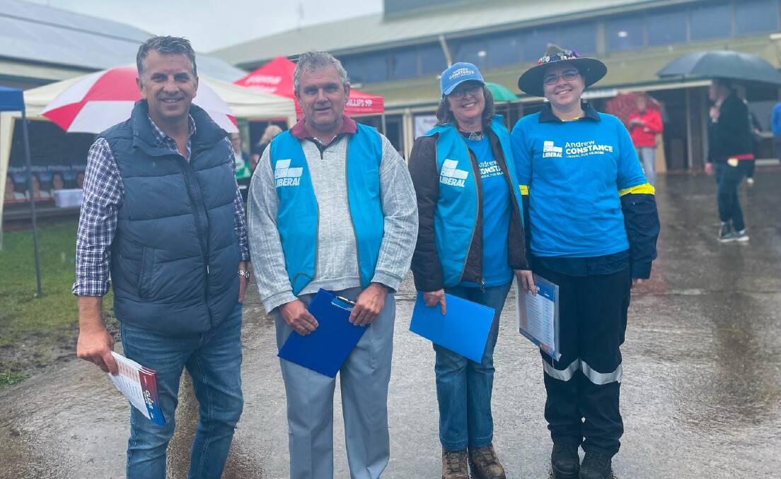 'SCARE CAMPAIGN': Gilmore Liberal candidate Andrew Constance was a few hundred metres from the press conference at the Nowra Uniting Church pre-polling centre. Picture: Grace Crivellaro.