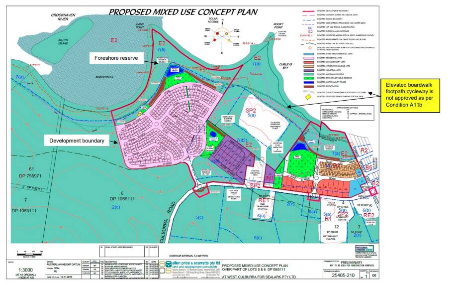  PROPOSED PLAN: An aerial view of Sealark's revised plans for the proposed development, located on the southern bank of the Crookhaven River. Image from the decision published December 1.