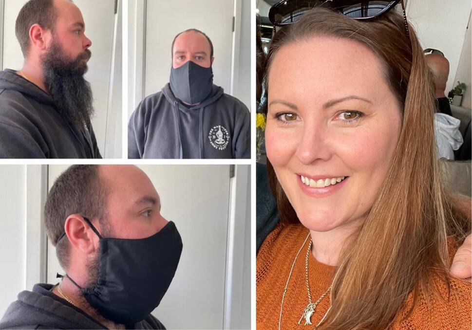 THE BEARD MASK: Mollymook's Lauren Martin said she wanted to create a beard-friendly mask, which was longer than the typical mask with adjustable straps. Images: supplied.