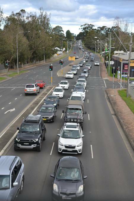Bumper to bumper traffic headed north on the Princes Highway through Nowra during the June long weekend earlier this year. File image.