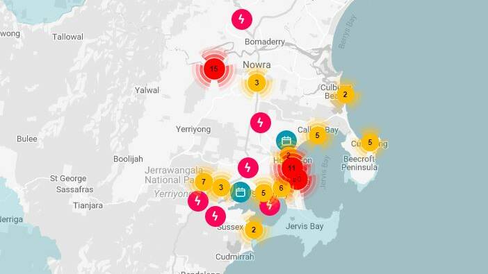 POWER OUTAGES: Thousands of South Coast homes were affected by power outages after ferocious winds swept through the night, August 24. Image: Endeavour Energy.