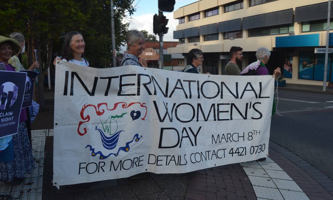 The Reclaim the Night March4Justice rally was the first event on the Shoalhaven International Women's Day Committee's program. Image: Grace Crivellaro.