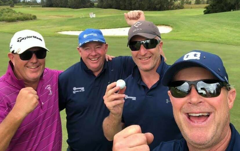 TEE UP: The 2020 Worrigee Links team of golfers who raised $44,000 for the Cancer Council on The Longest Day 72-hole marathon. L to R: Damien, Troy, Bernie Brown, Greg Drummond. Image supplied.