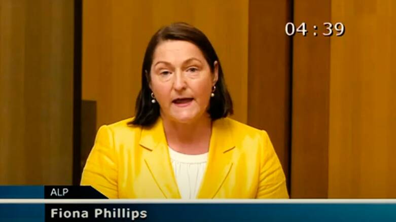 BYPASS NOW: Member for Gilmore Fiona Phillips delivering a speech to Federal Parliament pushing for a Nowra bypass on November 29, 2021.