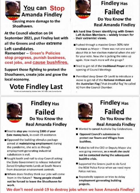 FLYERS: A PDF copy of the "Findley has Failed" flyers that outgoing councillor Andrew Guile dropped into letterboxes in the community, obtained by the South Coast Register.