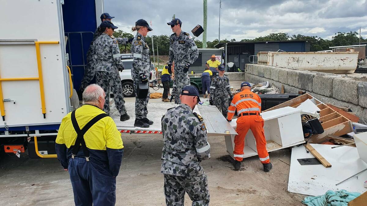 CLEANUP: NSW State Emergency Services (SES), Rural Fire Service and Australian Defence Force crews were a part of a flood recovery effort at St Georges Basin and Sussex Inlet over the weekend.