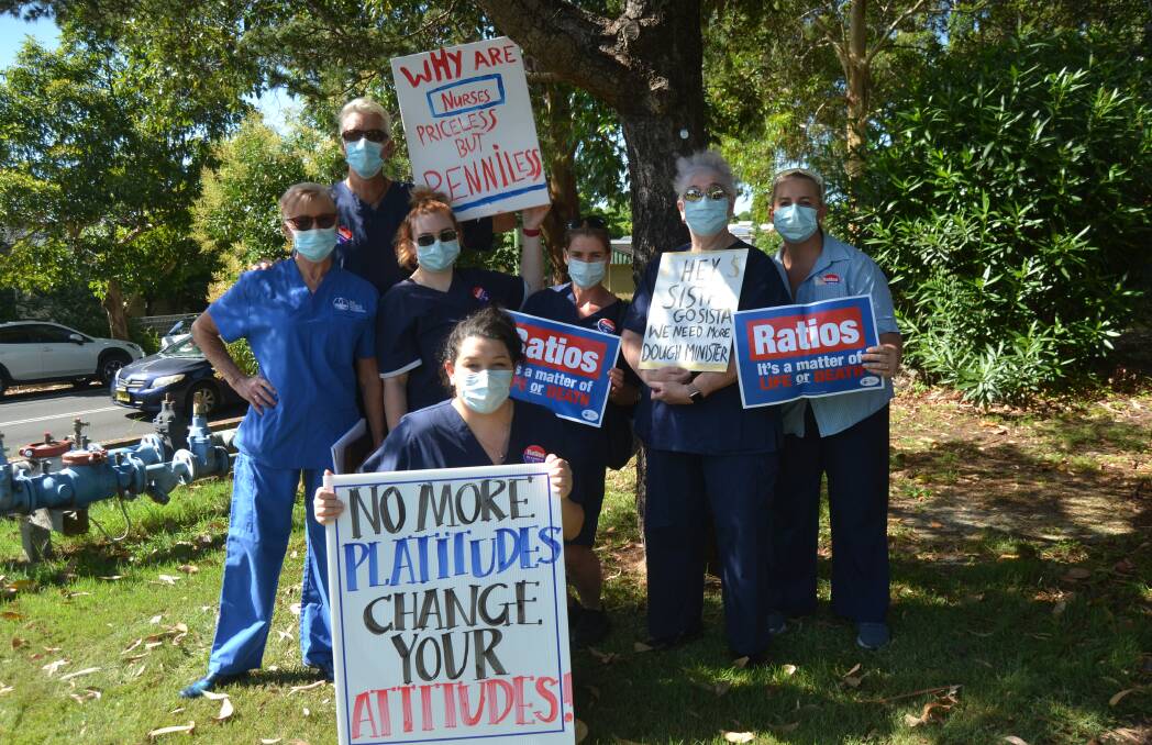 INDUSTRIAL ACTION: Shoalhaven nurses and midwives took to the Shoalhaven Hospital to march on Tuesday, despite a last-ditch attempt from the Industrial Relations Commission to prevent the statewide strikes on Monday. Image: Grace Crivellaro.