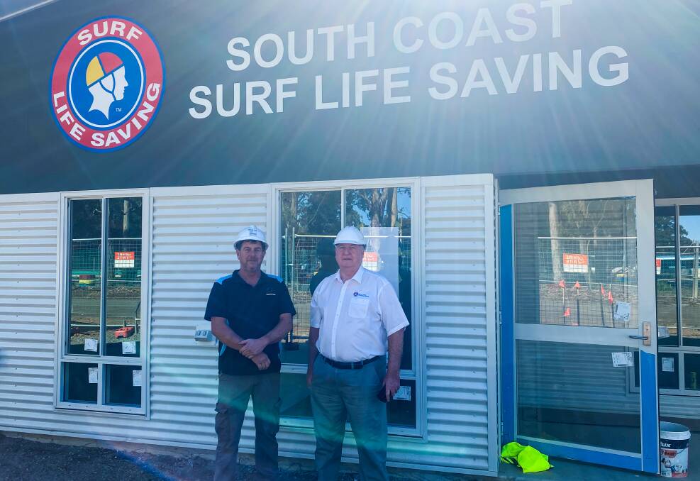 ALMOST COMPLETE: Site supervisor Steve Knox and Branch President Steve Jones at the new South Coast Surf Life Saving branch on Albatross Road, South Nowra.