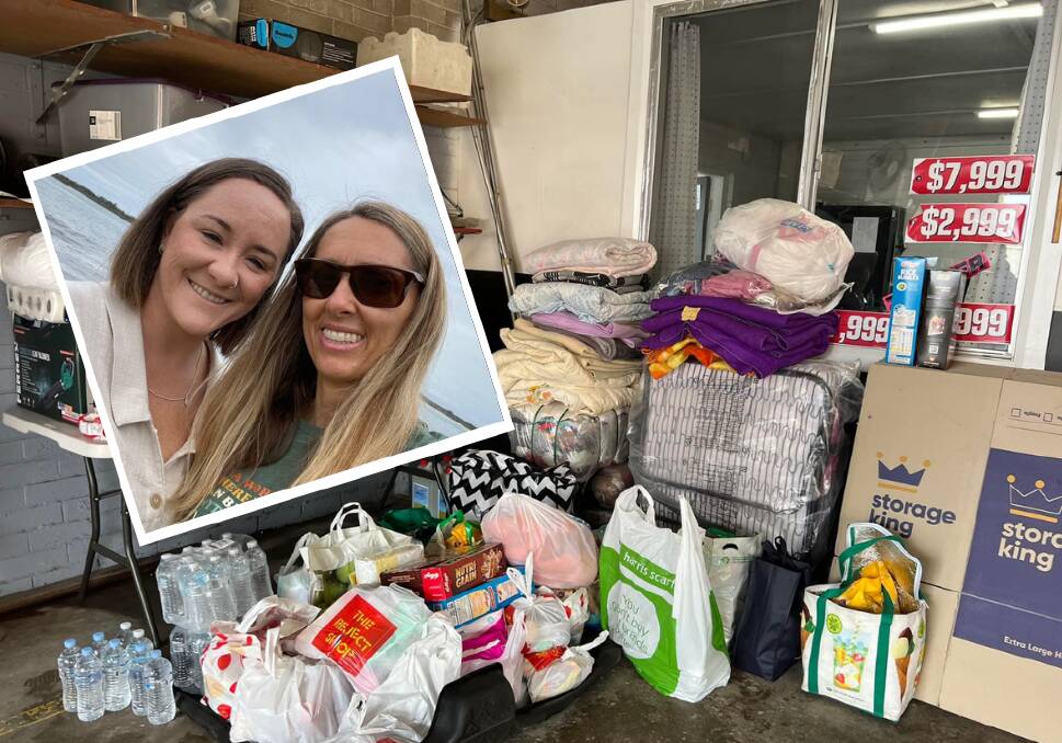 GENEROSITY: Nowra's Nikki Morris put a call out for donations for those who have lost everything in the Lismore floods and has since been inundated. Inset: Nikki (right) with her sister, Sarah Burt, who lives close to the devastation. 