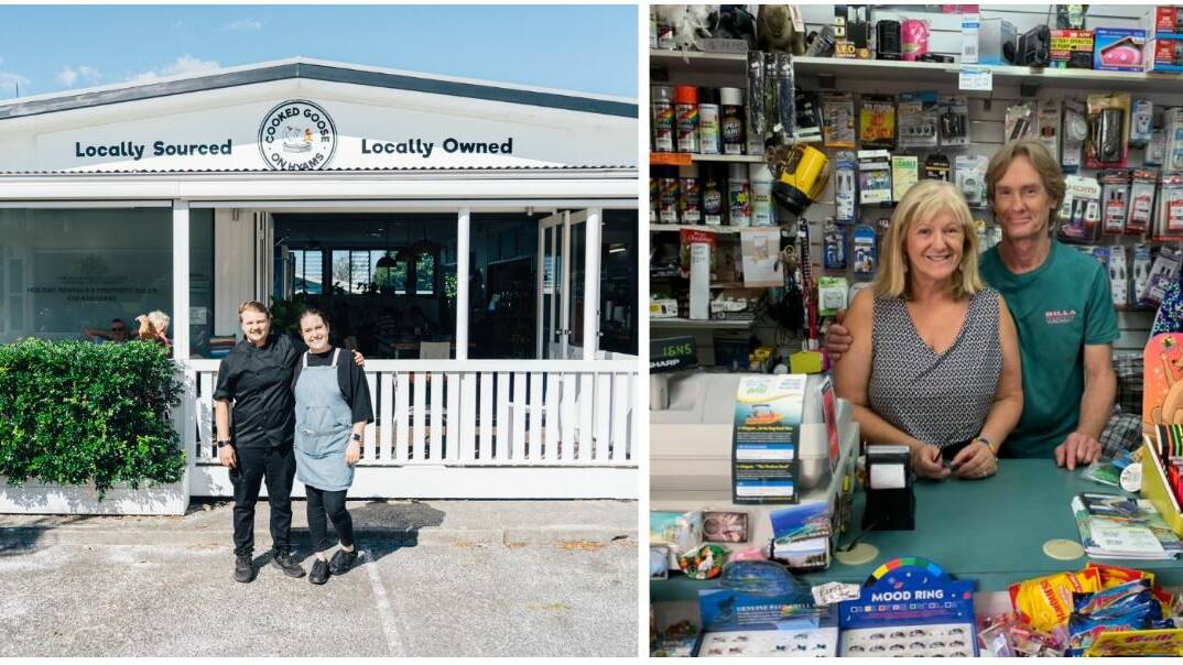 
COVID EXPOSURE: Co-owners of the Cooked Goose Café Riley Hooper and Madison Behringer (left) and Karen and Tony Hobbs, from Treasure Chest souvenirs and gift shop in Huskisson.