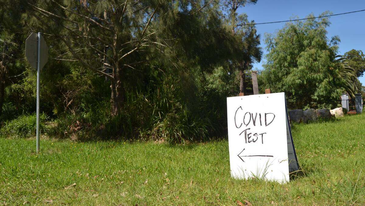 COVID test sign outside the North Nowra testing clinic. Image: Grace Crivellaro.
