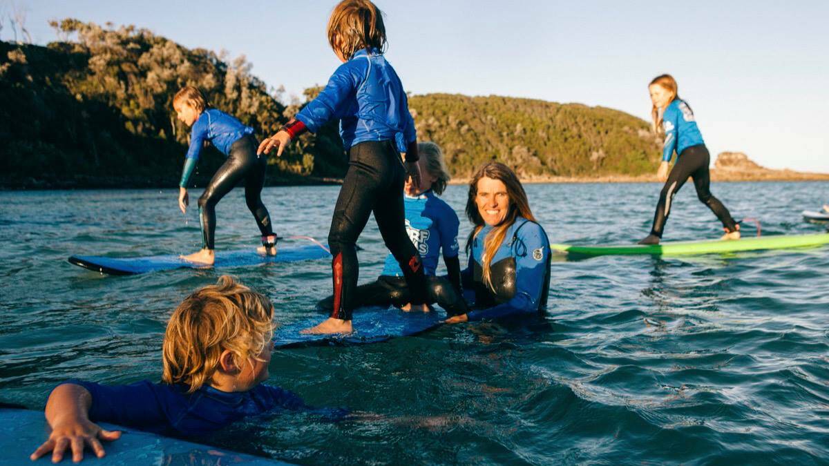 POWER OF THE OCEAN: Now, Pam Burridge teachers people of all ages how to surf. Image: supplied.