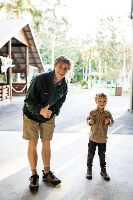 STARSTUCK: Louie Tagg, 5, got to meet his idol Robert Irwin at the Australia Zoo in July - he said it was "the best day ever". Image: Rachael Tagg photography.