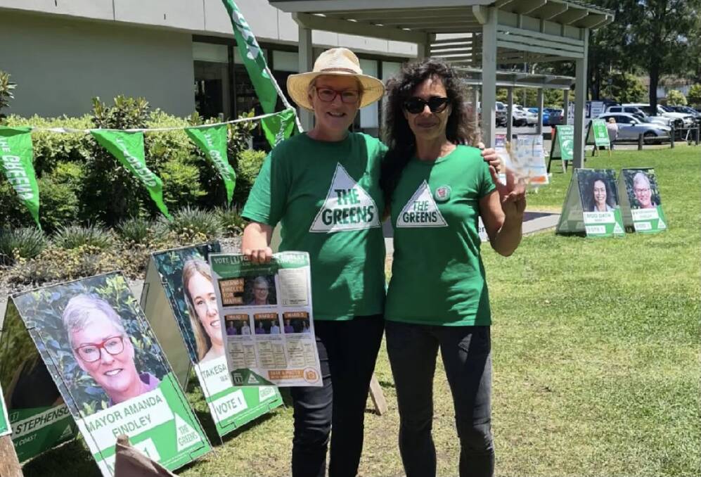 Shoalhaven Mayor Amanda Findley and new Greens councillor Moo Dath during their campaign. Image: supplied.