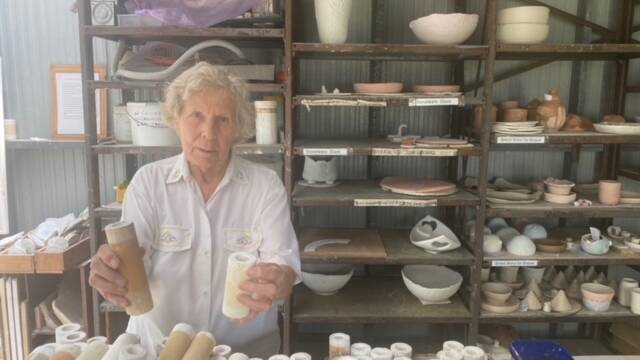 Acting President of the Shoalhaven Potters Inc. Betty Hume showing me inside the kiln room. Image: Grace Crivellaro.