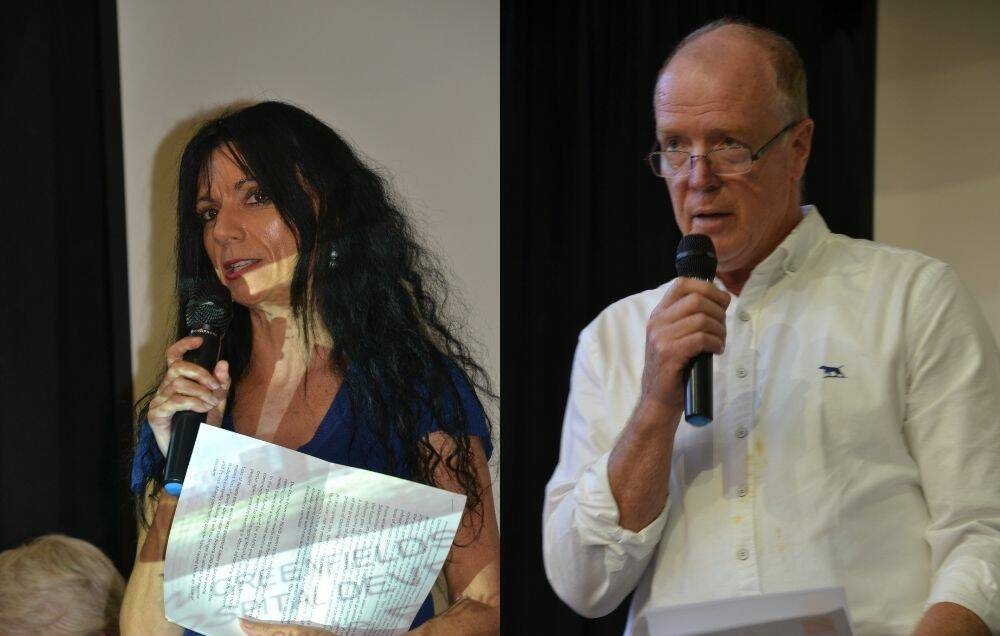 DISAPPOINTED: Cr Nina Digiglio and GP Tim Bailey strongly advocated for a greenfield site at a public meeting on Wednesday evening. Images: Robert Crawford.
