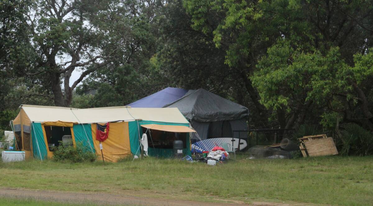 CAMPGROUND: Around 50 live at the North Head campground near Moruya, some with mouldy tents. Image: James Tugwell. 