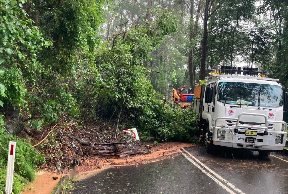 MOUNTAIN IMPASSABLE: The extent of the damage at Moss Vale Rd, Cambewarra Mountain is revealed, Tuesday March 8. Image: Transport for NSW.

