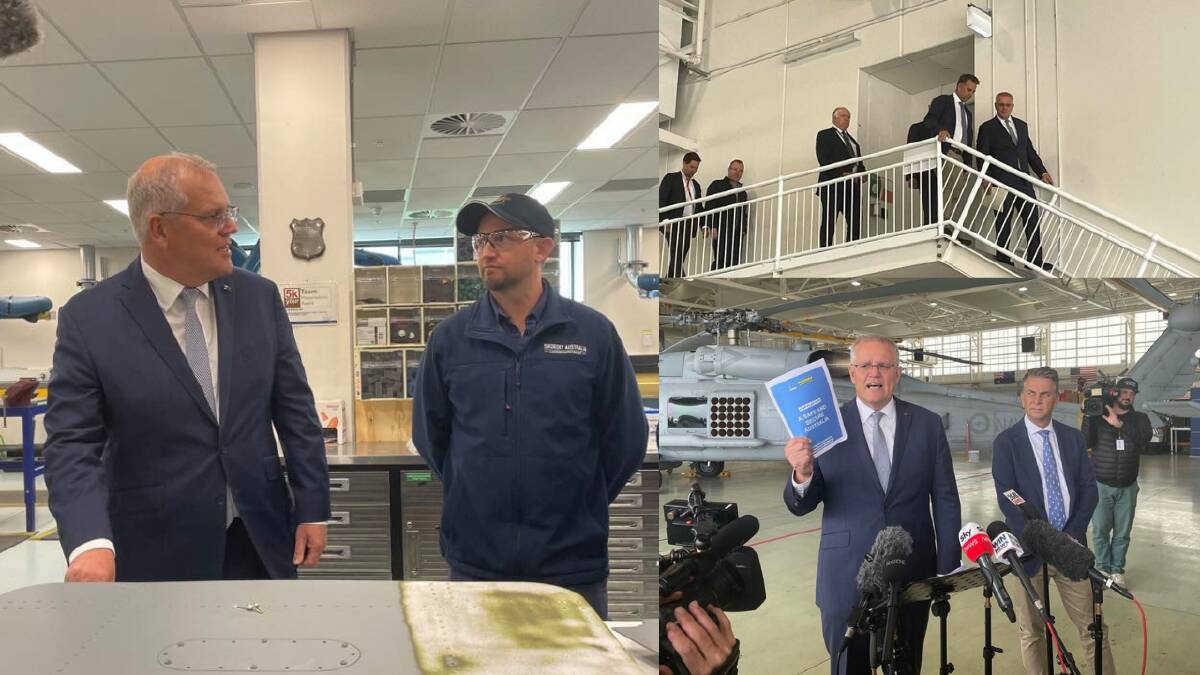 Prime Minister Scott Morrison on Monday announced 13 new Romeo maritime helicopters to be based at HMAS Albatross, costing $2.5 billion. Pictures: Grace Crivellaro. 