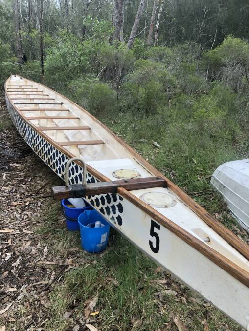 SEEN BETTER DAYS: The old boat the Mako Paddle Club is waterlogged, making it 150 kilograms heavier than it should be. Image: supplied.