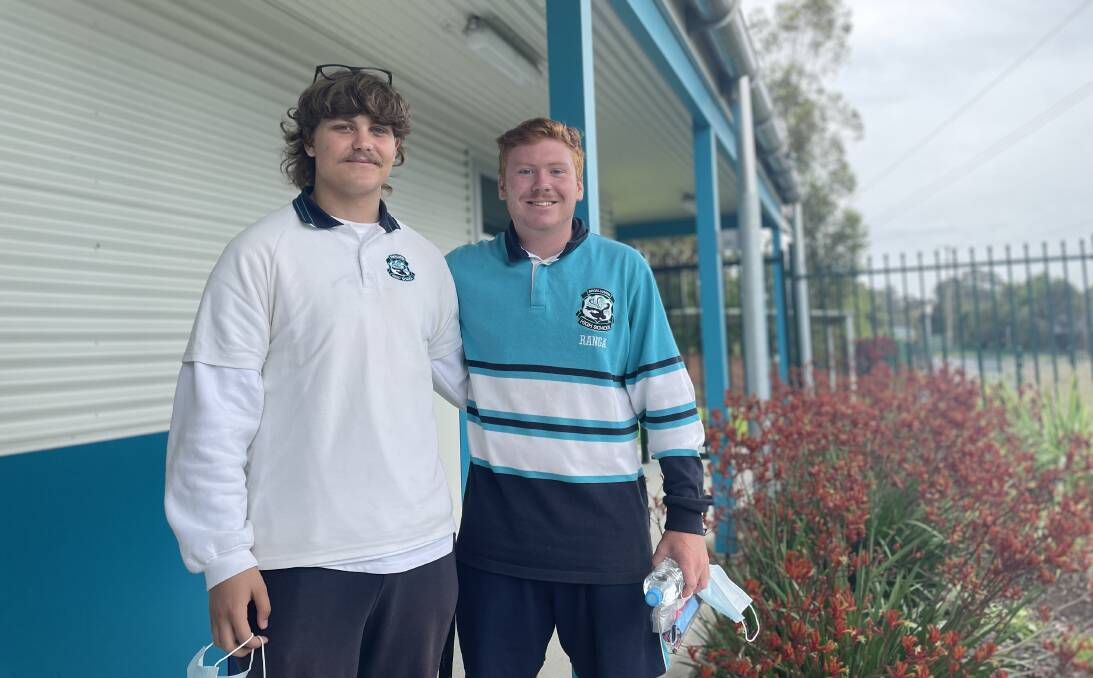 IN THIS TOGETHER: Shoalhaven High School captain Sam Wright-Smith and vice captain Jackson Clarke said Wednesday's HSC paper was trickier than the first. Image: Grace Crivellaro