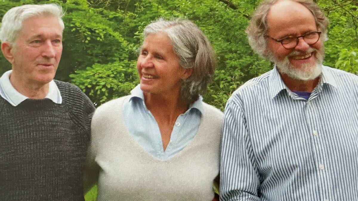 Bill Giesler with his German siblings Mathias and Aster whom he met in 2012. Picture supplied 