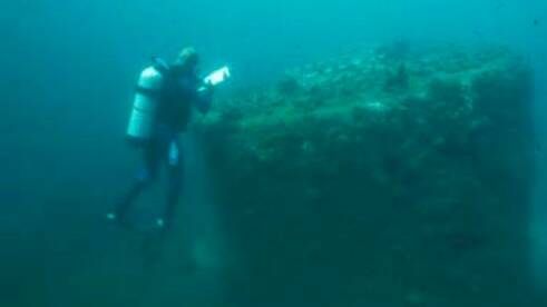 The boiler of the SS Merimbula now lies beneath the surface. Picture by NSW Environment.