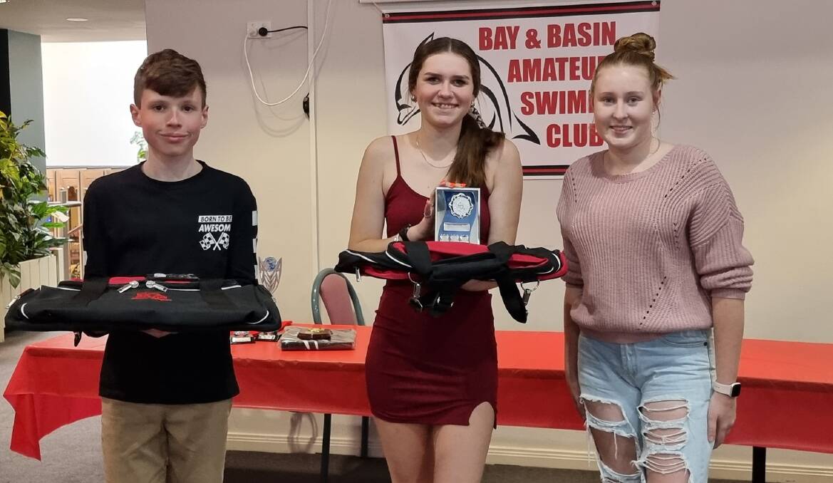 STARS OF THE WATER: Isaac and Indiana were recognised for their 10 years of dedication to the Bay and Basin Swim Club. Picture: Supplied. 