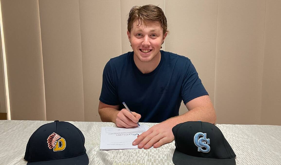 IT'S OFFICIAL: Nowra's Stephen Pearson commits to the Lake Area Rattlers Baseball Academy in Kentucky, USA for 2023. Photo: Lisa Pearson. 