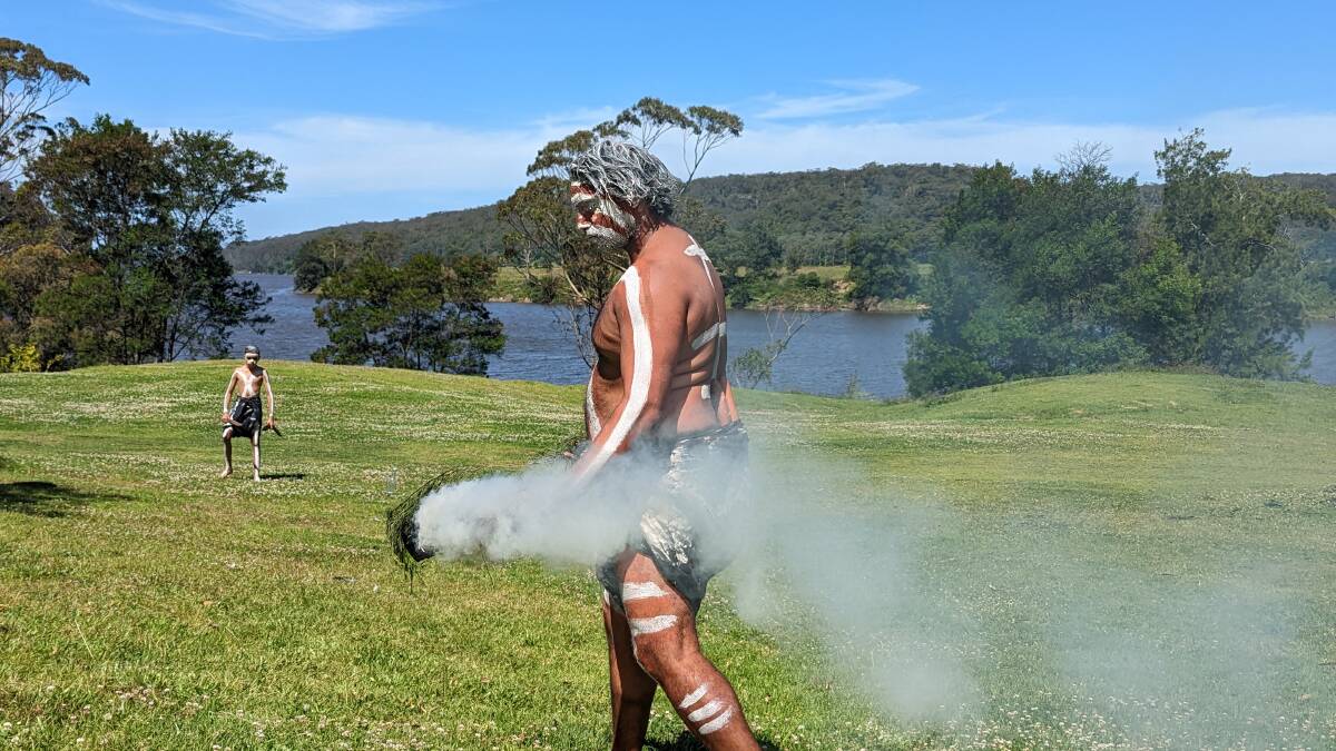 Gadhungal Murring performed a variety of dances as well as a smoking ceremony. Picture by Sam Baker 