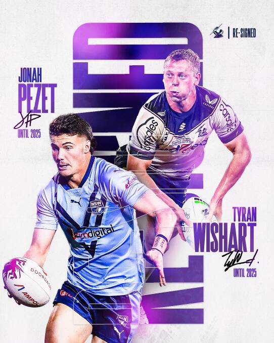Melbourne Storm's official announcement of Tyran Wishart's and Jonah Pezet's new contracts. Picture by Melbourne Storm