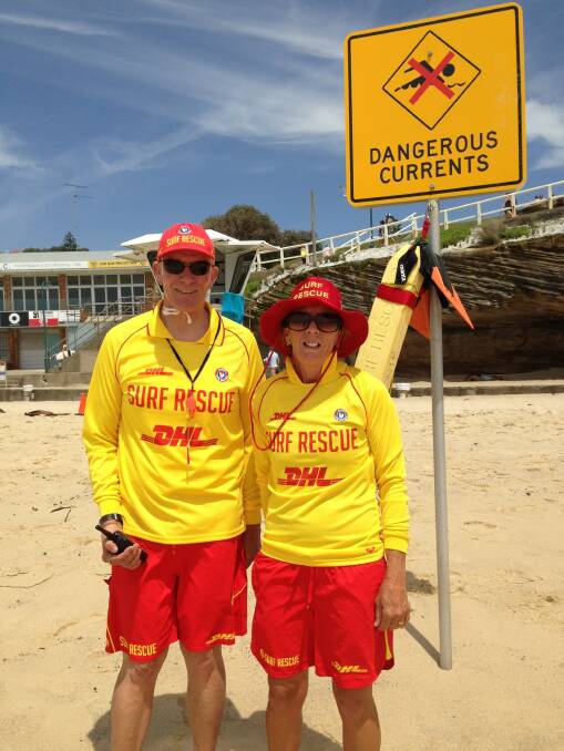 Graham and Trish Ford on their patrol at Bronte Beach. Picture supplied.